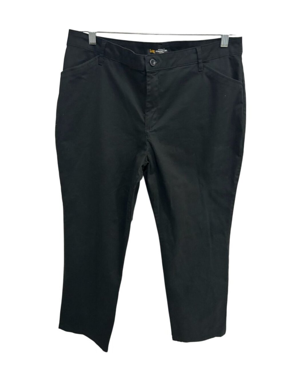 Lee 16 Short Relaxed Fit Straight Leg Mid Rise Black Pants Minimalist Casual